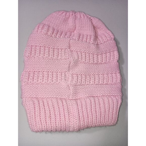 C.C Exclusives: Pink Color Knitted Beanie, One Size - Picture 2 of 3